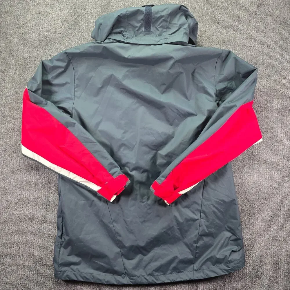 Columbia Interchange Jacket Mens Large Gray Red Waterproof Hooded SHELL ONLY
